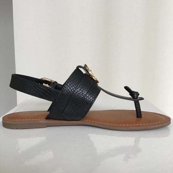 Tommy Hilfiger black thong sandals with heel straps size 7 1/2 - Picture 2 of 8